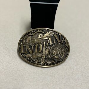Indiana Hoosier State Vintage Solid Brass Belt Buckle